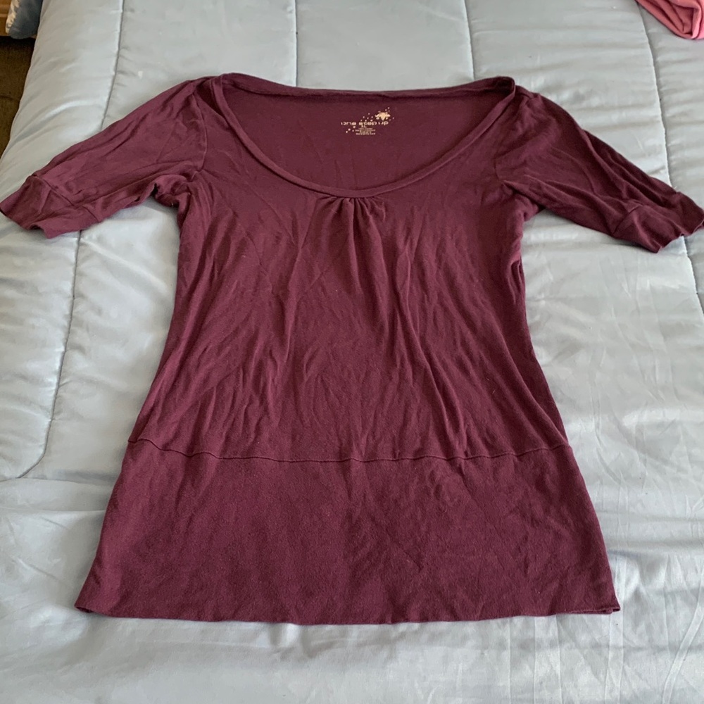 One Step Up Purple Scoop Neck Blouse